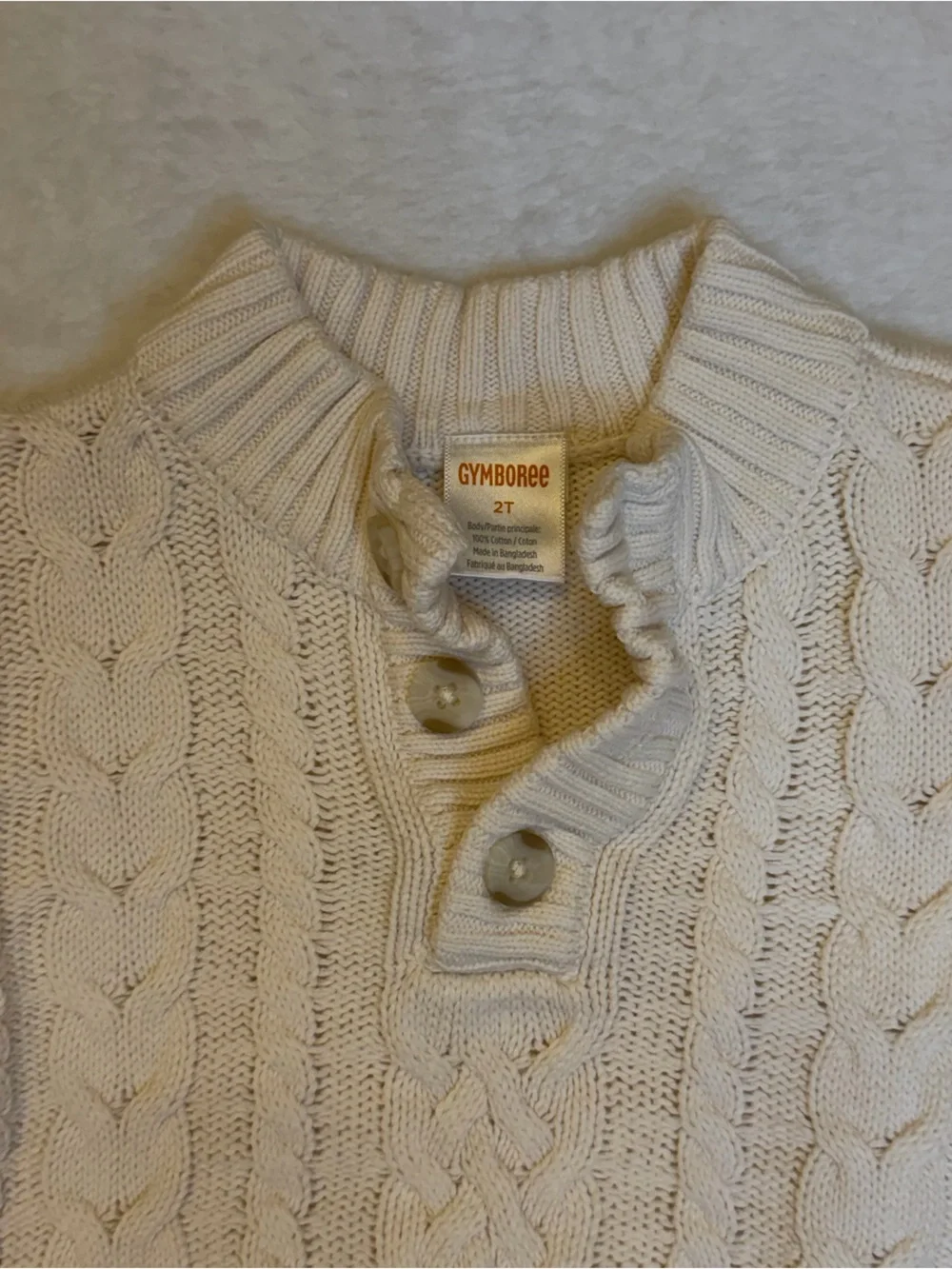Gymboree Cable Knit Half-Button Sweater - Cream - 2T